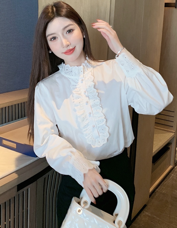 All-match cstand collar shirt Korean style tops for women