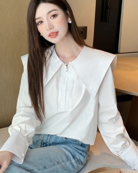 Doll collar tops long sleeve small shirt for women