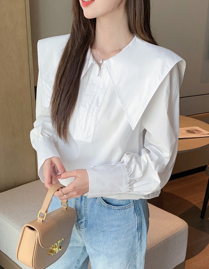 Doll collar tops long sleeve small shirt for women