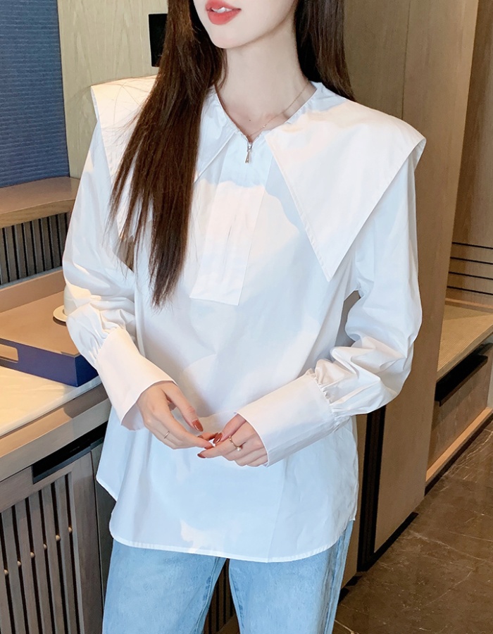 Doll collar tops long sleeve small shirt for women