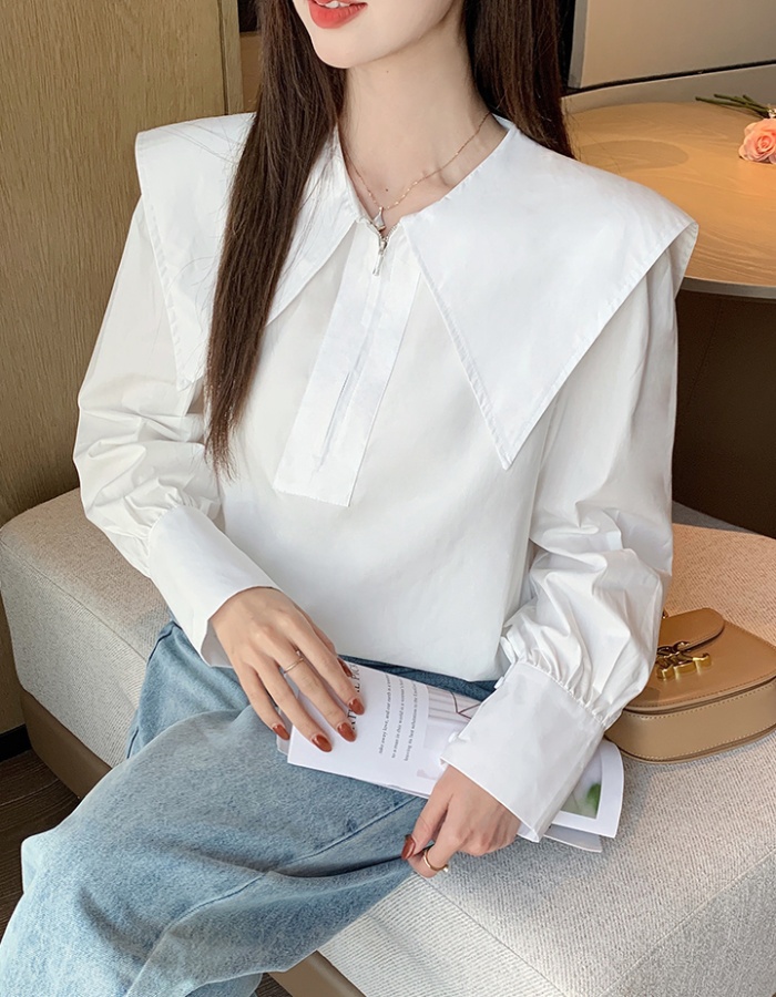 Doll collar tops long sleeve small shirt for women