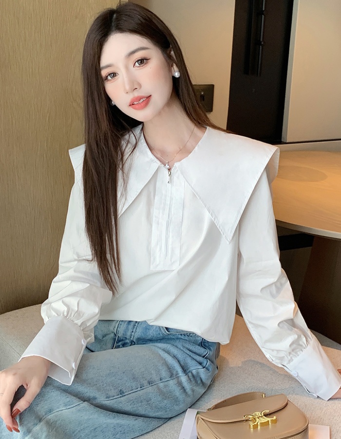 Doll collar tops long sleeve small shirt for women