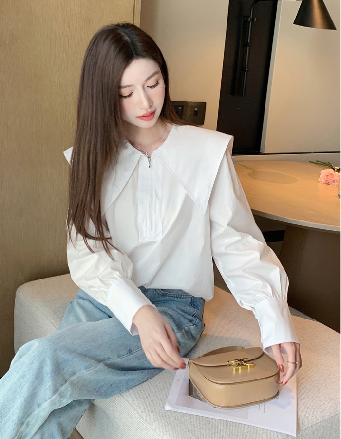 Doll collar tops long sleeve small shirt for women