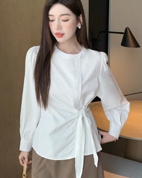 Cotton frenum tops long sleeve spring shirt for women