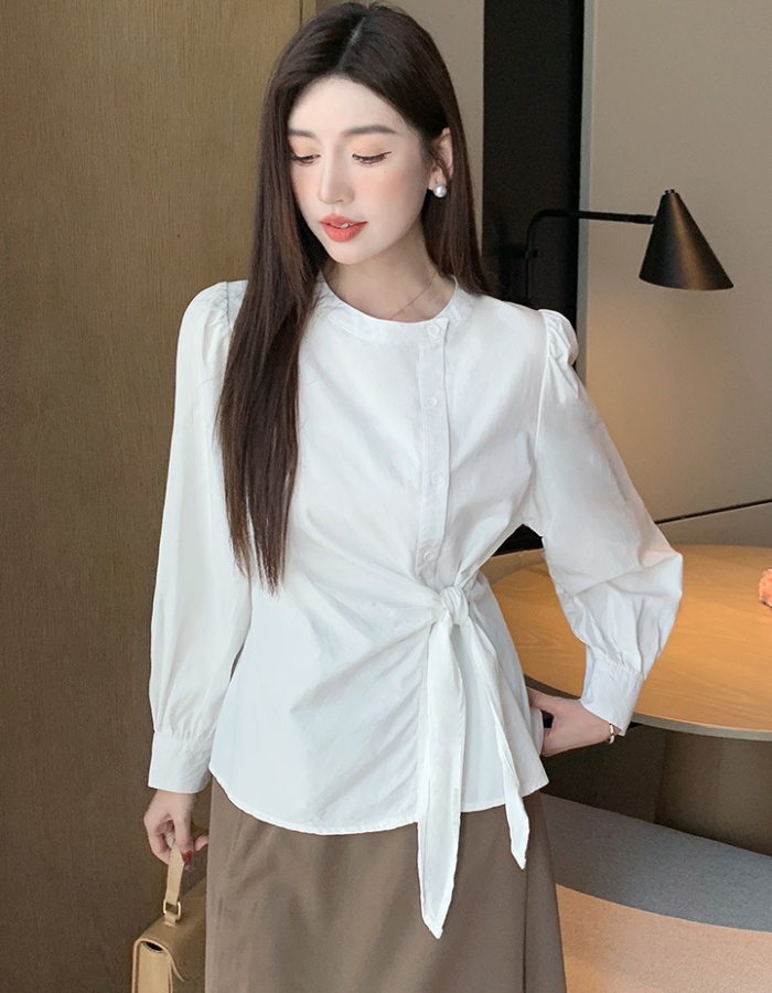 Cotton frenum tops long sleeve spring shirt for women