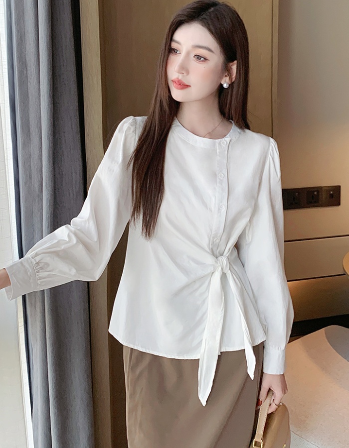 Cotton frenum tops long sleeve spring shirt for women