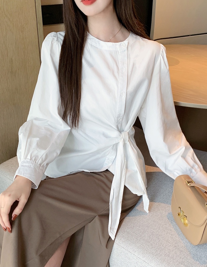 Cotton frenum tops long sleeve spring shirt for women