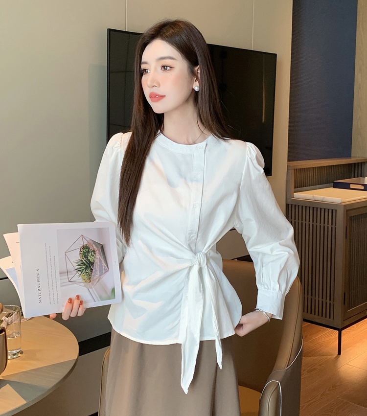 Cotton frenum tops long sleeve spring shirt for women