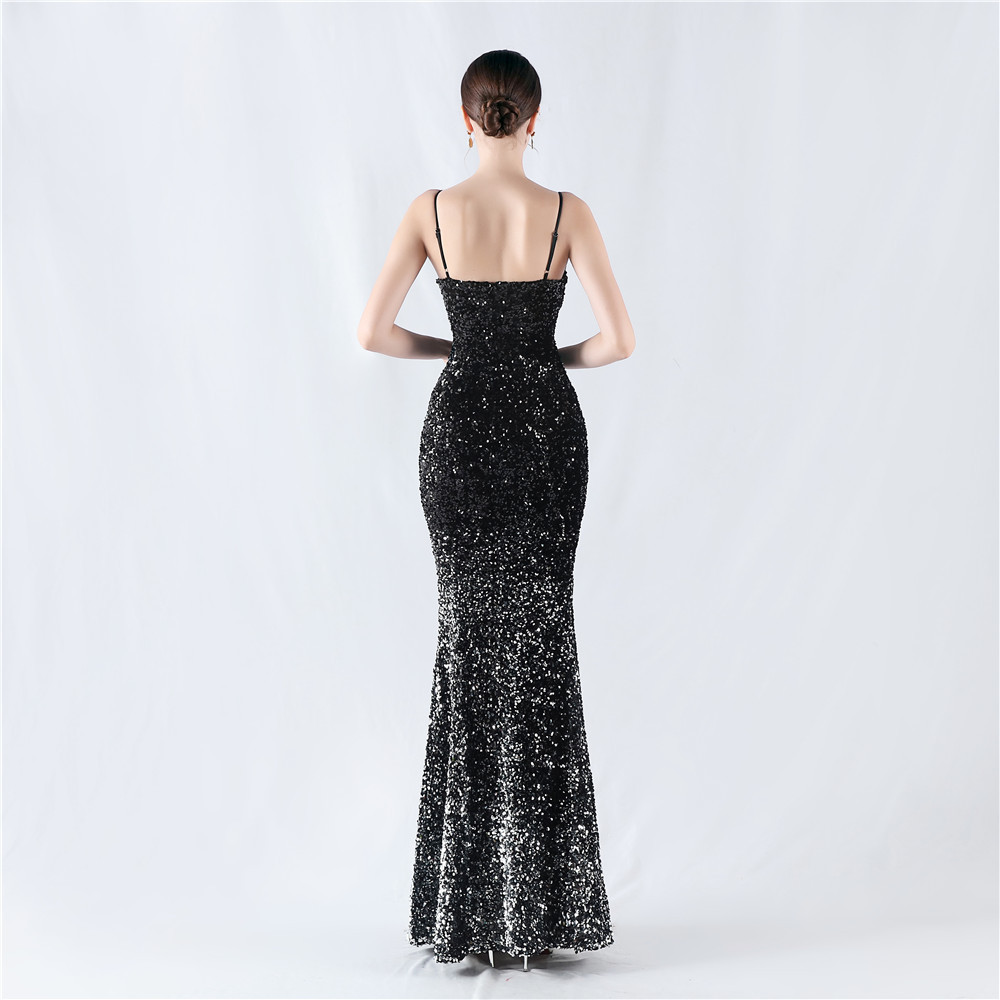 Sexy gradient sequins sling evening dress