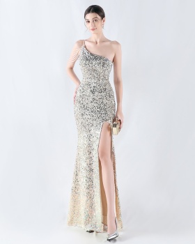 Beading sling formal dress shoulder evening dress