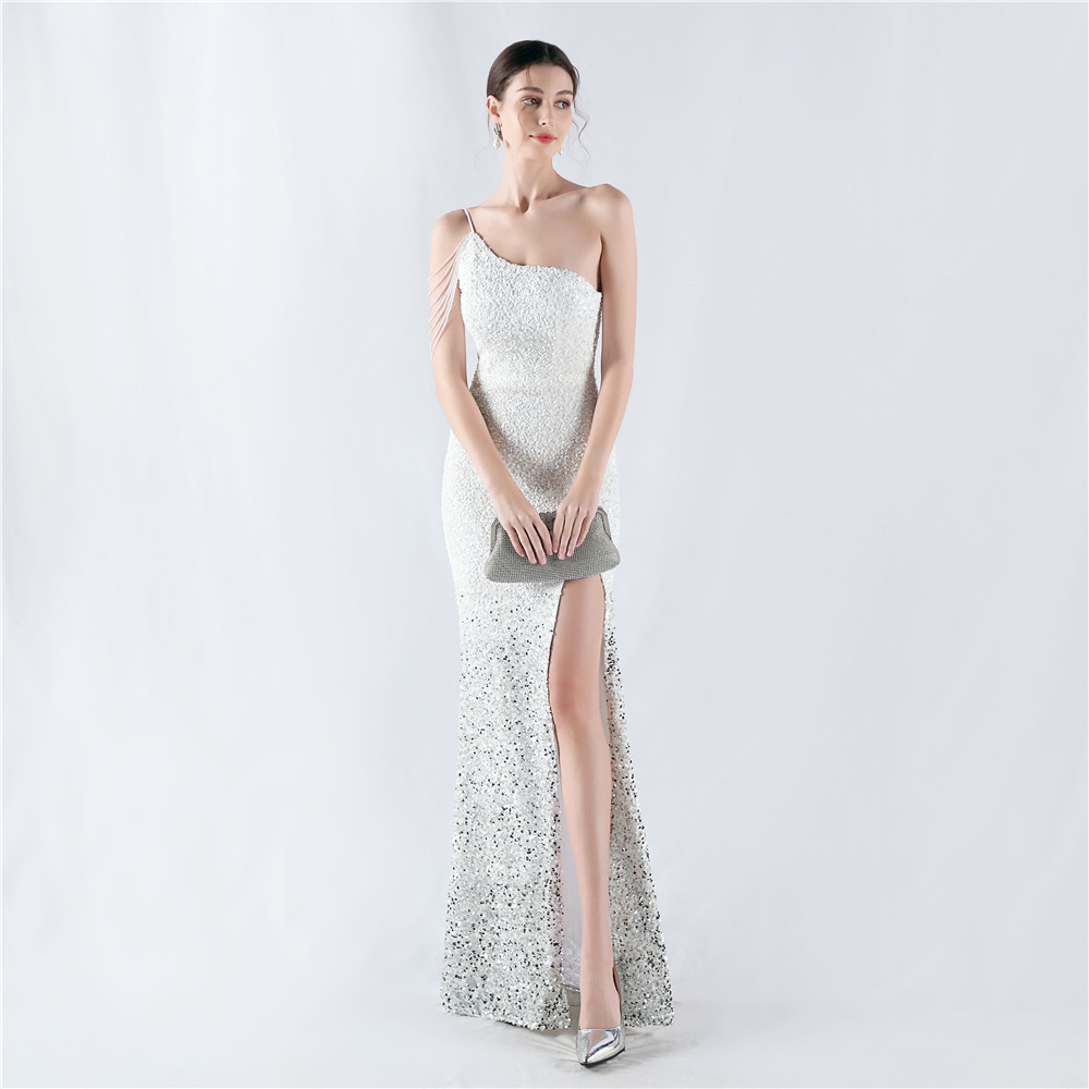 Beading sling formal dress shoulder evening dress