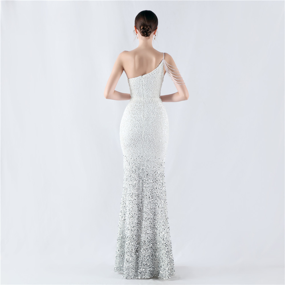 Beading sling formal dress shoulder evening dress