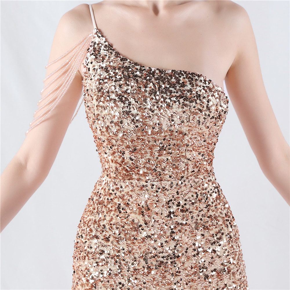 Beading sling formal dress shoulder evening dress