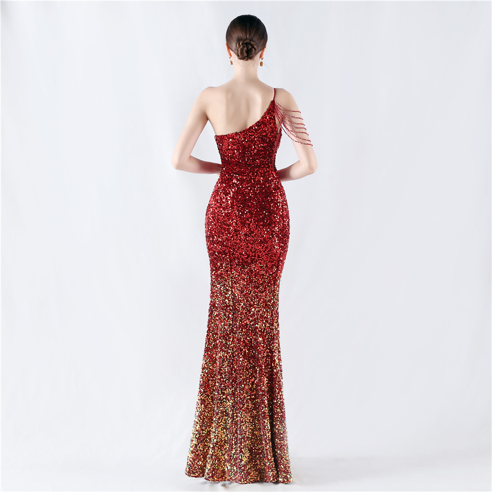 Beading sling formal dress shoulder evening dress