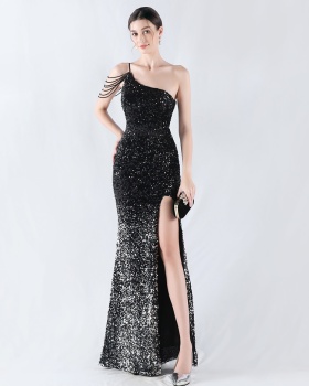 Sequins gradient formal dress sling evening dress