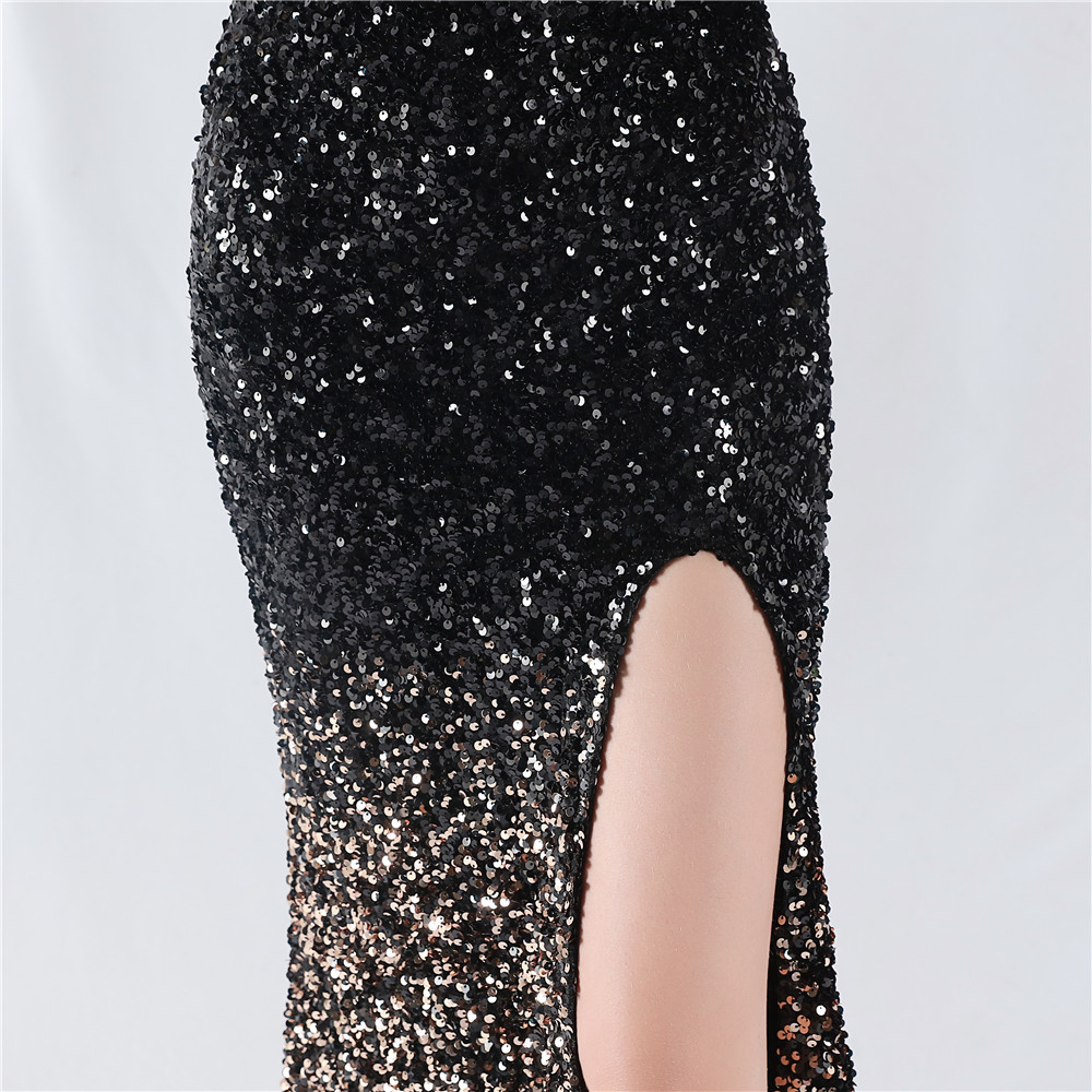 Sequins gradient formal dress sling evening dress