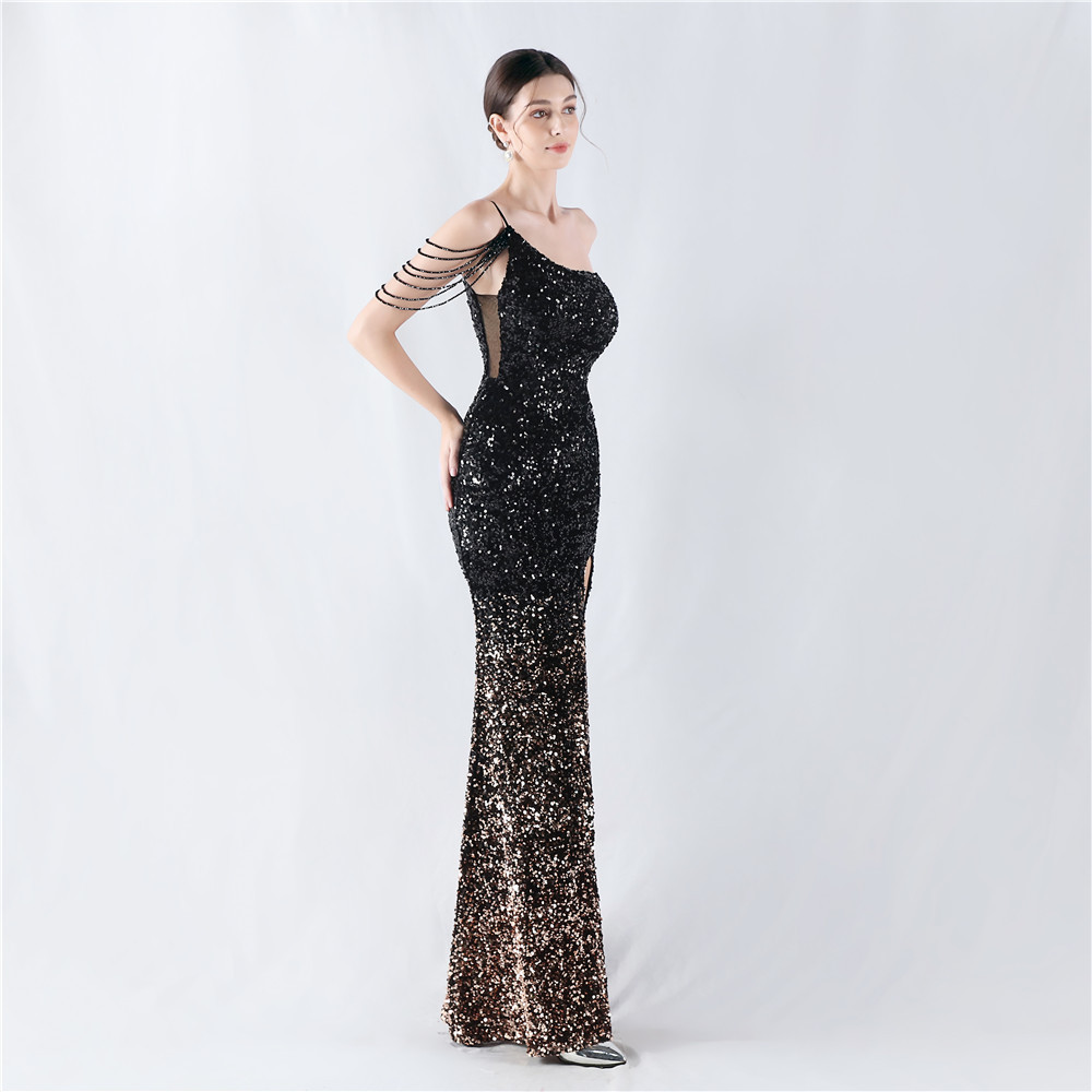 Sequins gradient formal dress sling evening dress