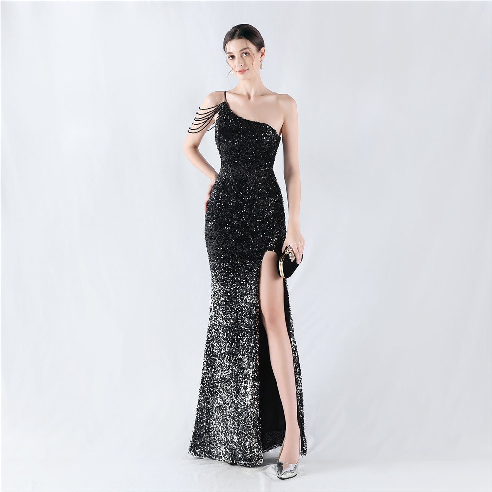 Sequins gradient formal dress sling evening dress