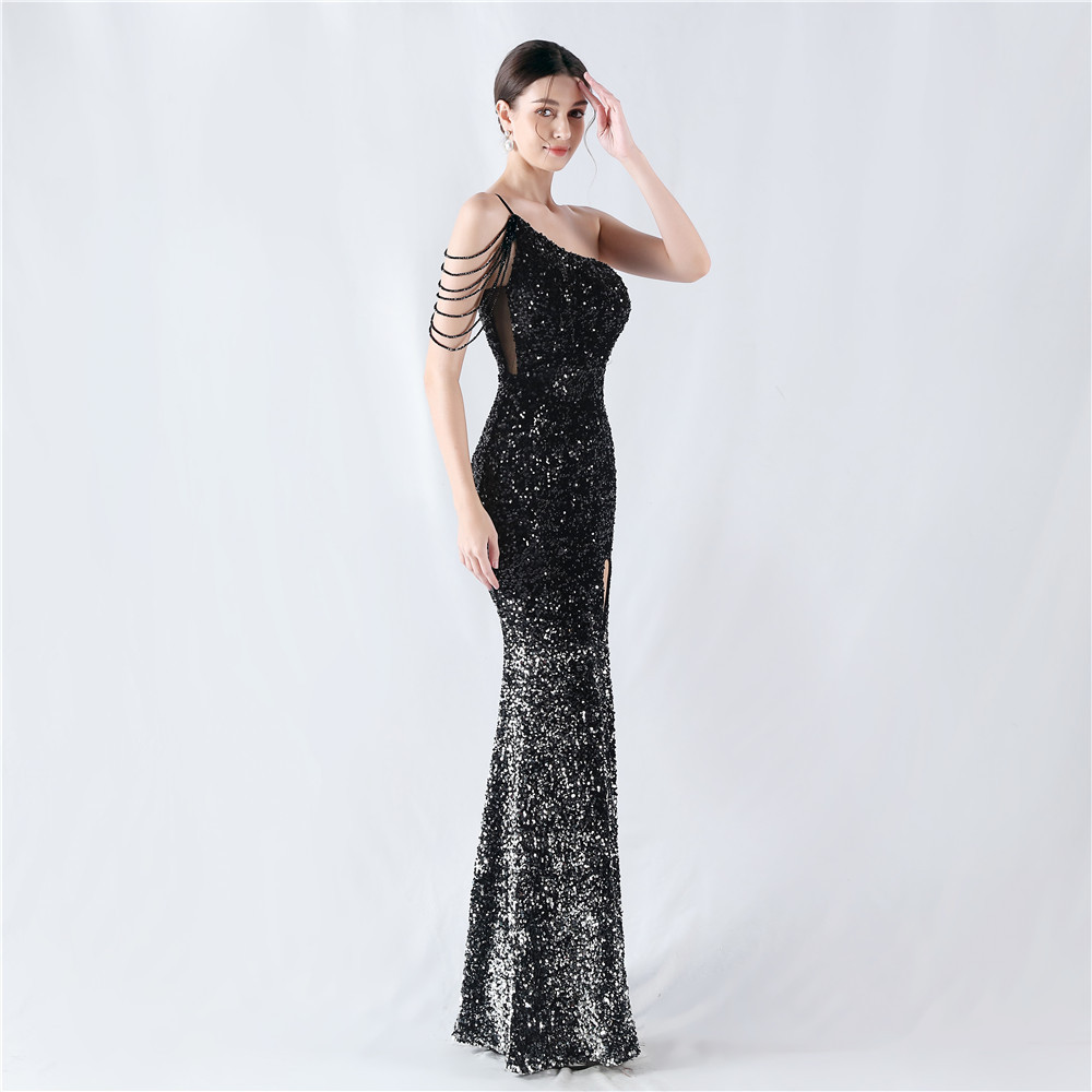 Sequins gradient formal dress sling evening dress