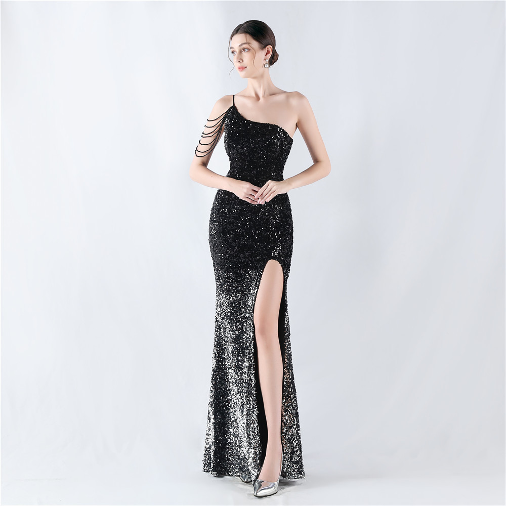 Sequins gradient formal dress sling evening dress