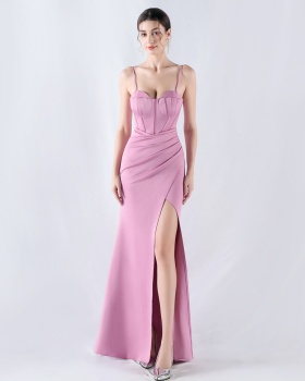 Waist straps evening dress host formal dress