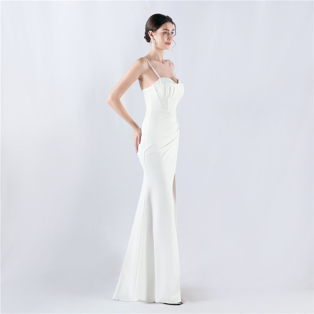 Waist straps evening dress host formal dress