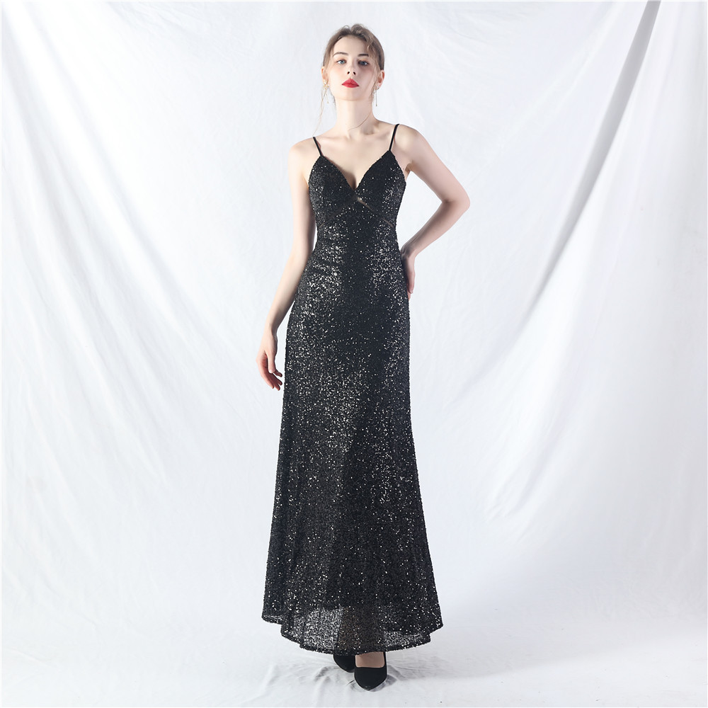 Big skirt A-line formal dress sequins long dress