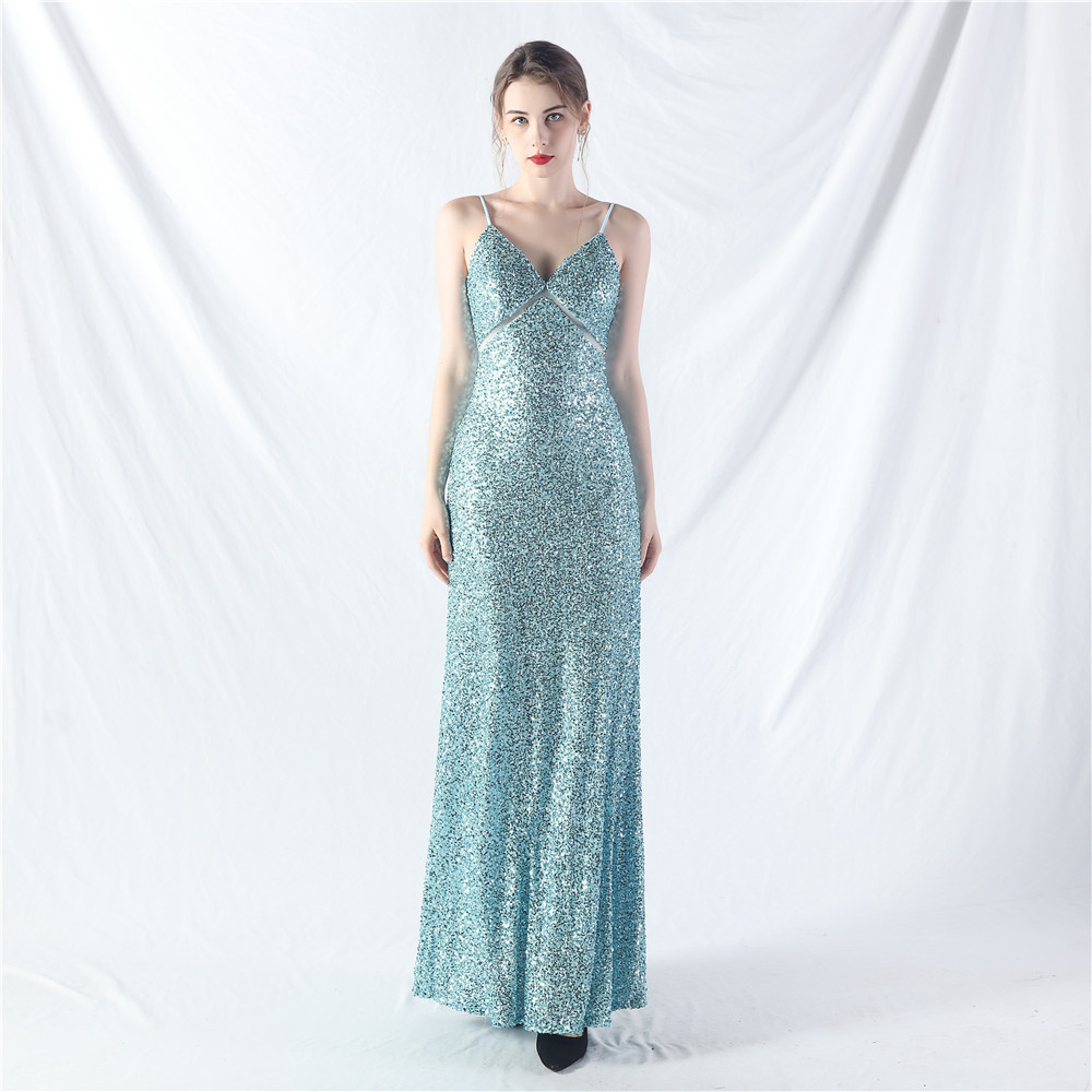 Big skirt A-line formal dress sequins long dress