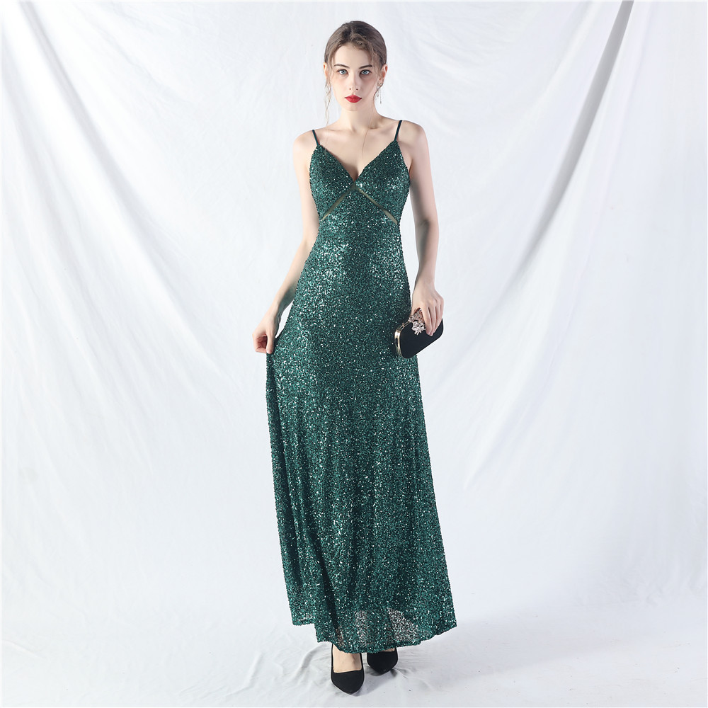 Big skirt A-line formal dress sequins long dress