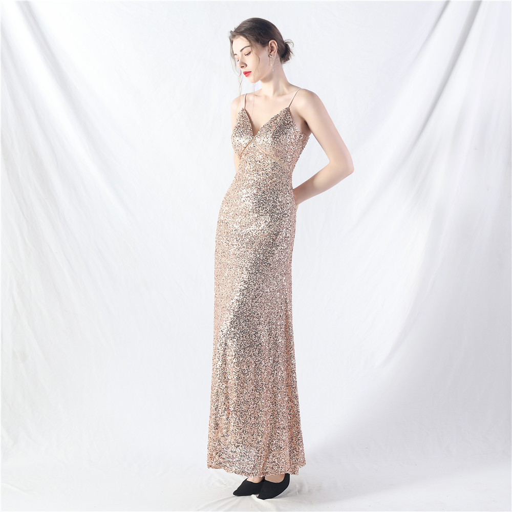 Big skirt A-line formal dress sequins long dress