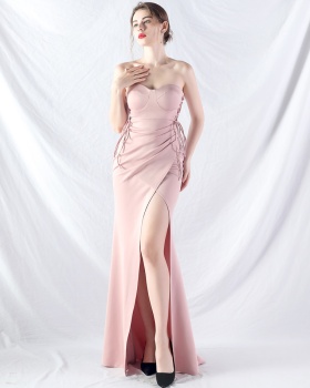 Fashion pinched waist shaped evening dress