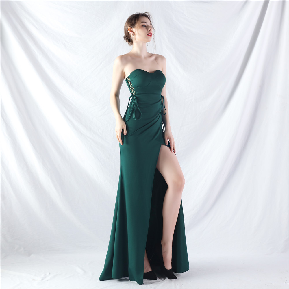 Fashion pinched waist shaped evening dress