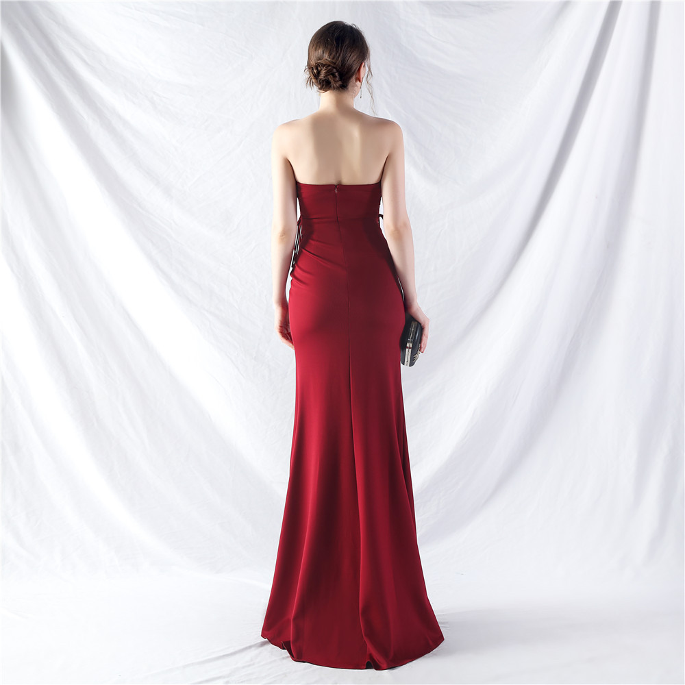 Fashion pinched waist shaped evening dress