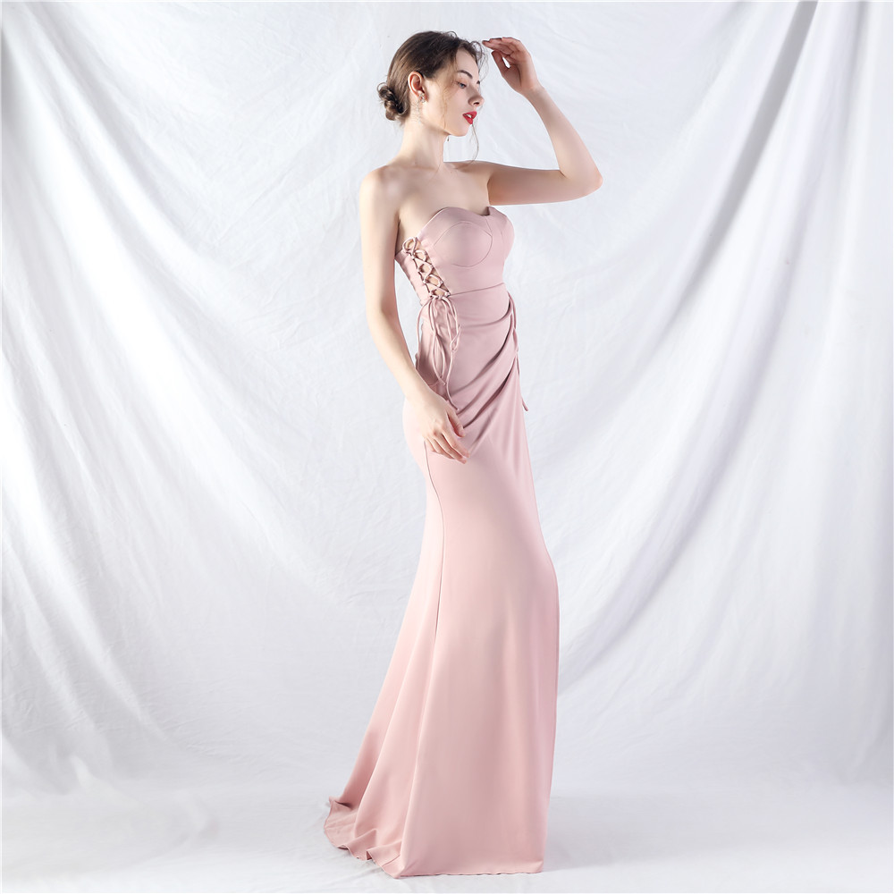 Fashion pinched waist shaped evening dress