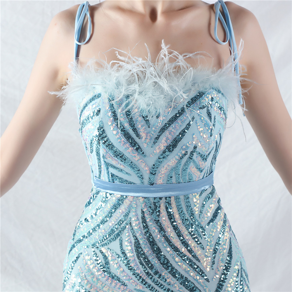 Tying sequins evening dress