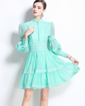 France style lace lantern sleeve elegant dress