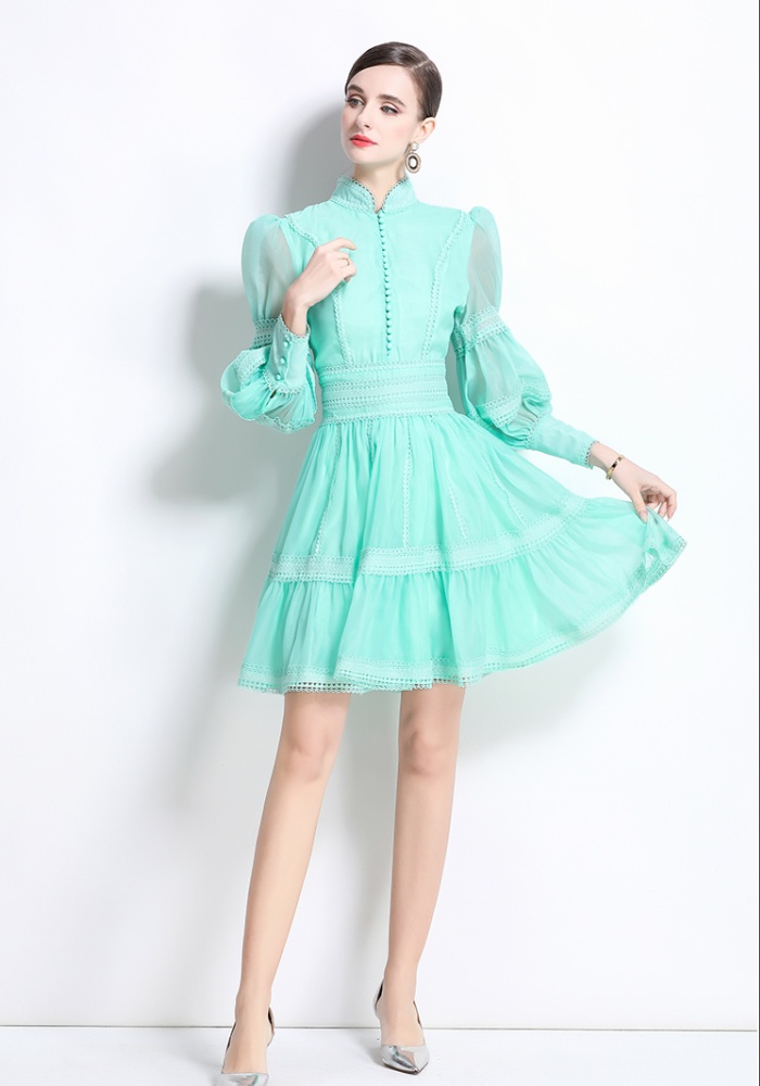 France style lace lantern sleeve elegant dress