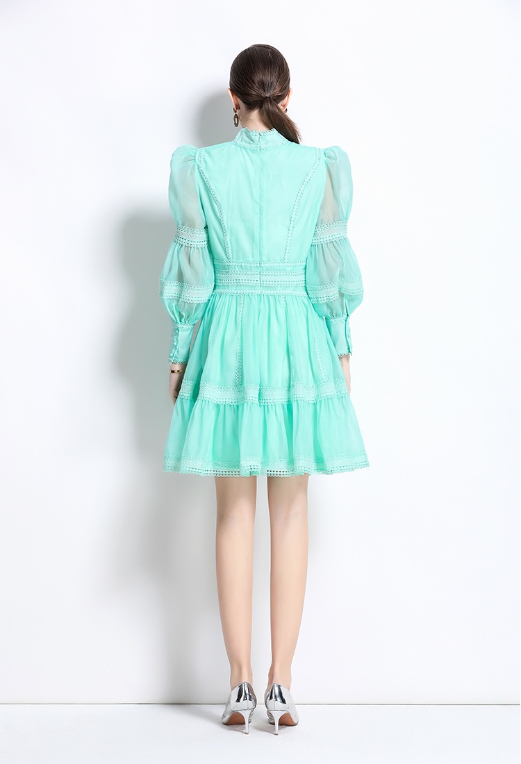 France style lace lantern sleeve elegant dress