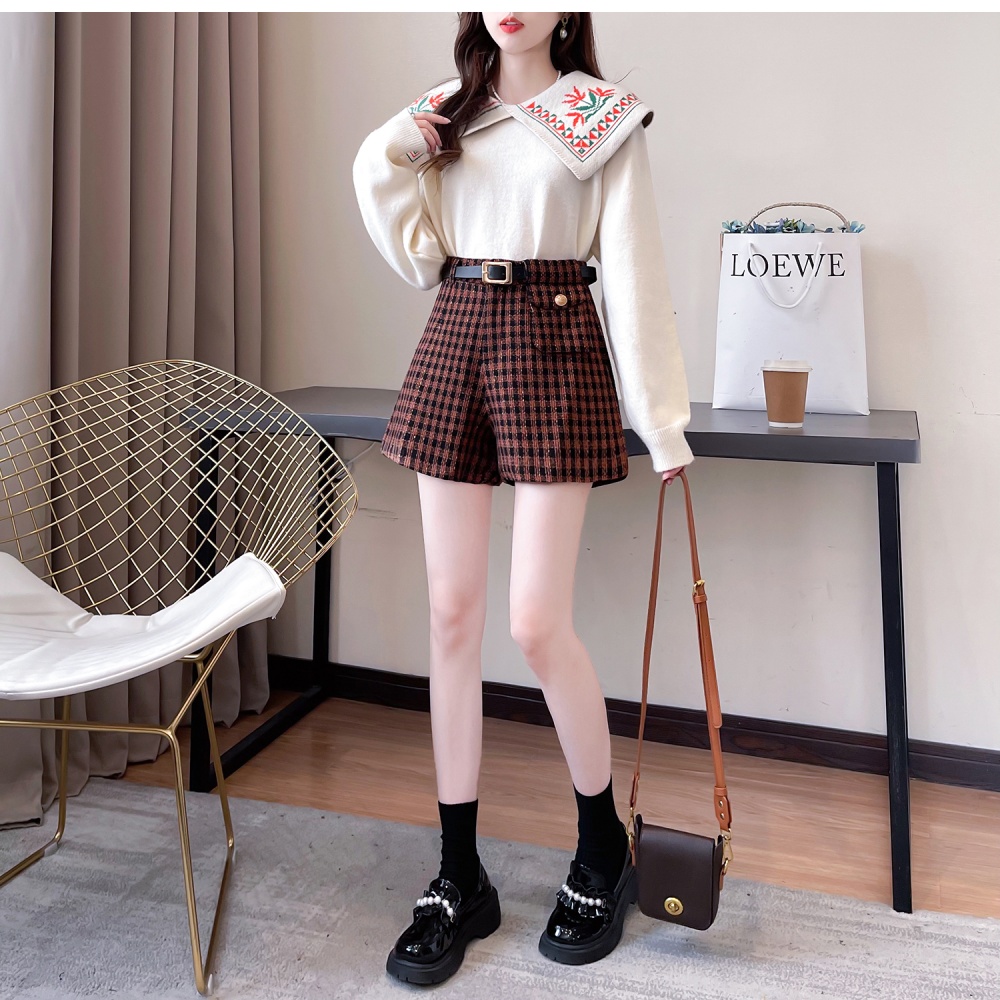 Spring Korean style wide leg high waist ladies shorts