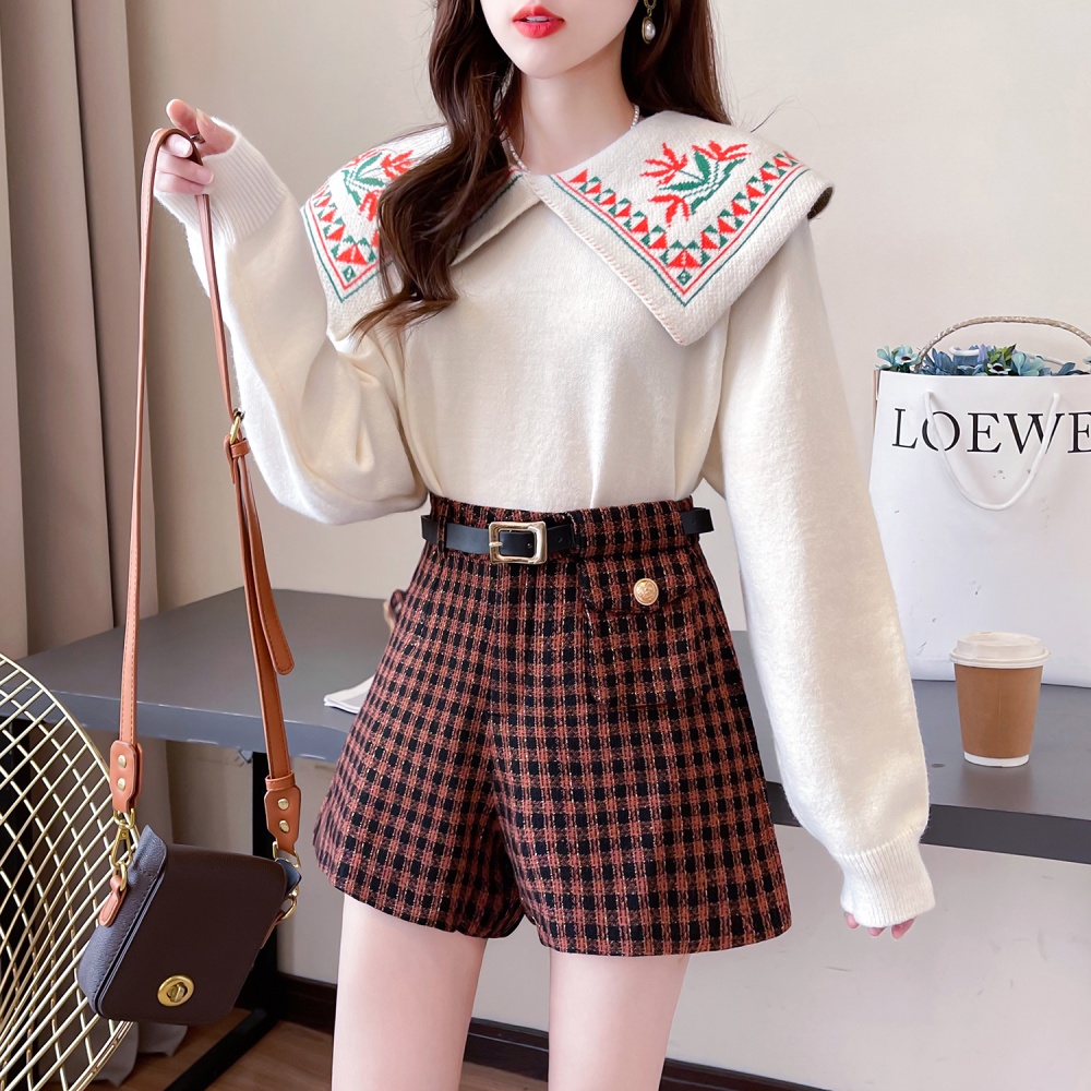 Spring Korean style wide leg high waist ladies shorts