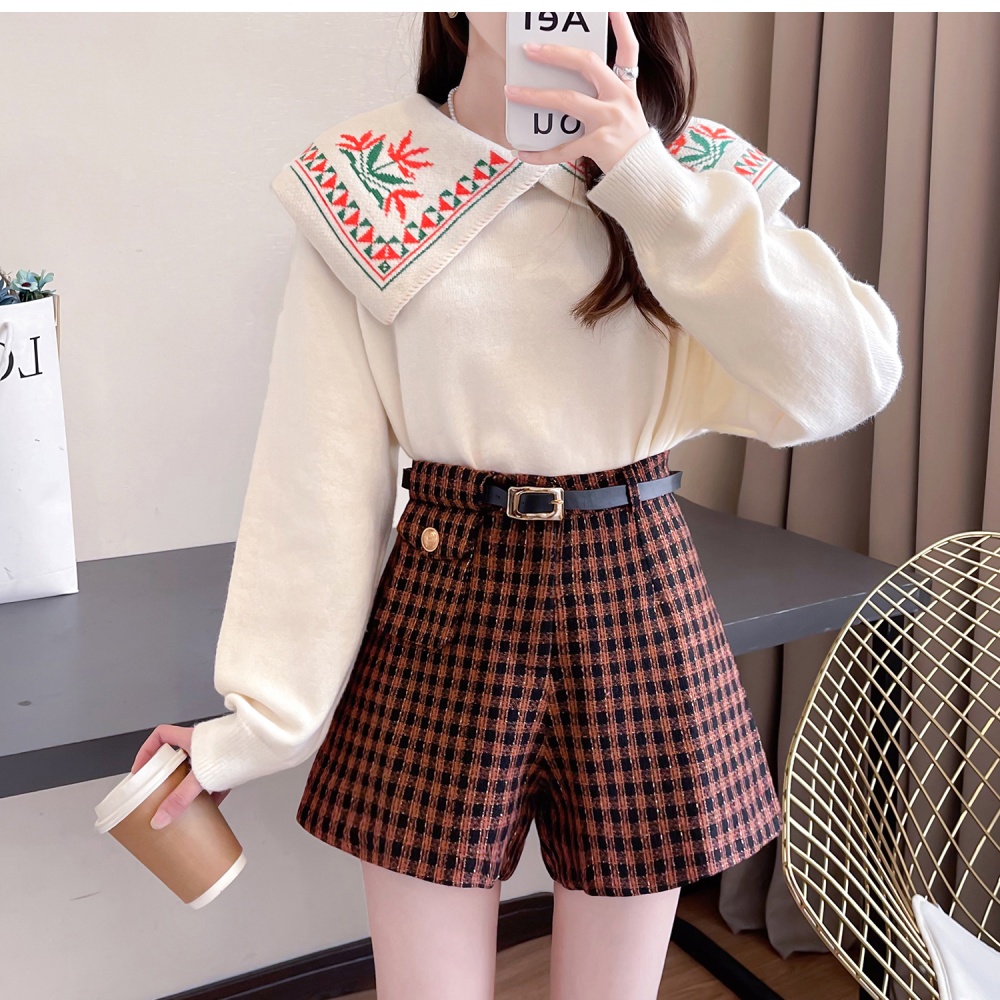 Spring Korean style wide leg high waist ladies shorts