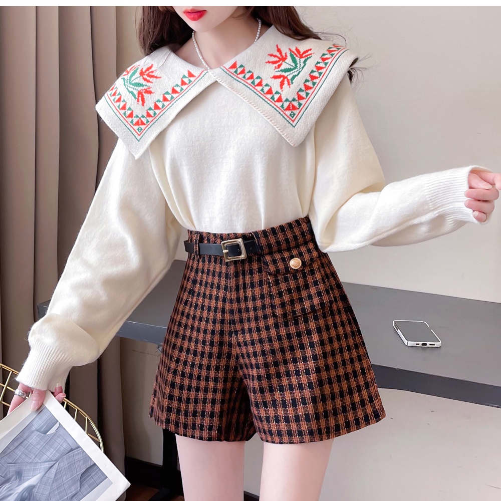 Spring Korean style wide leg high waist ladies shorts