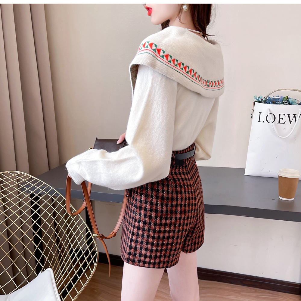 Spring Korean style wide leg high waist ladies shorts