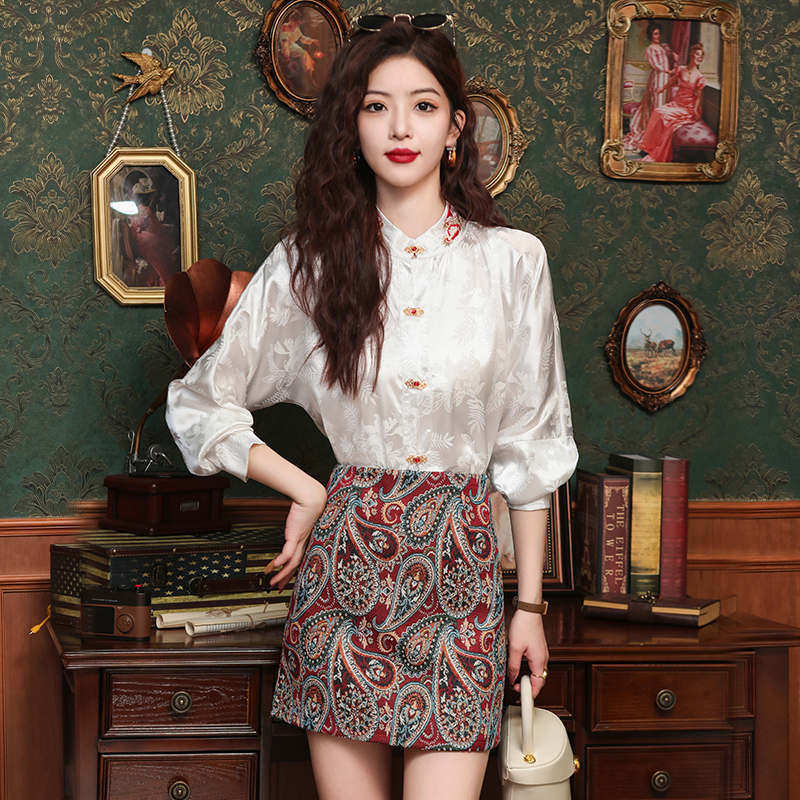 A-line jacquard spring skirt