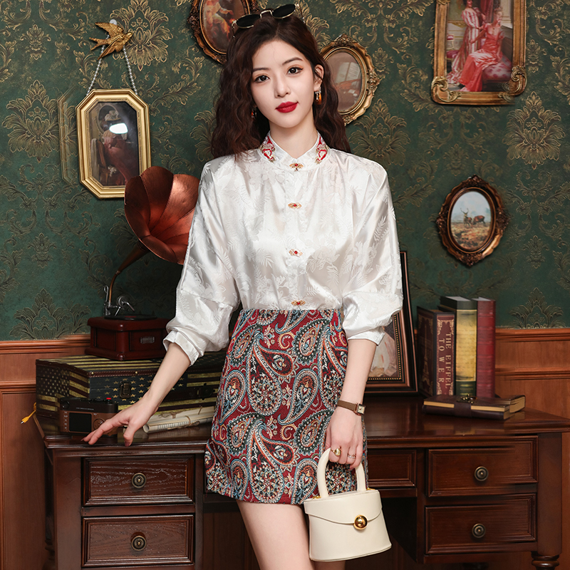 A-line jacquard spring skirt