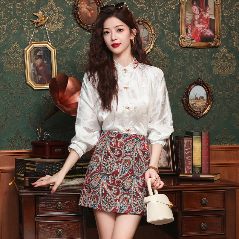 A-line jacquard spring skirt