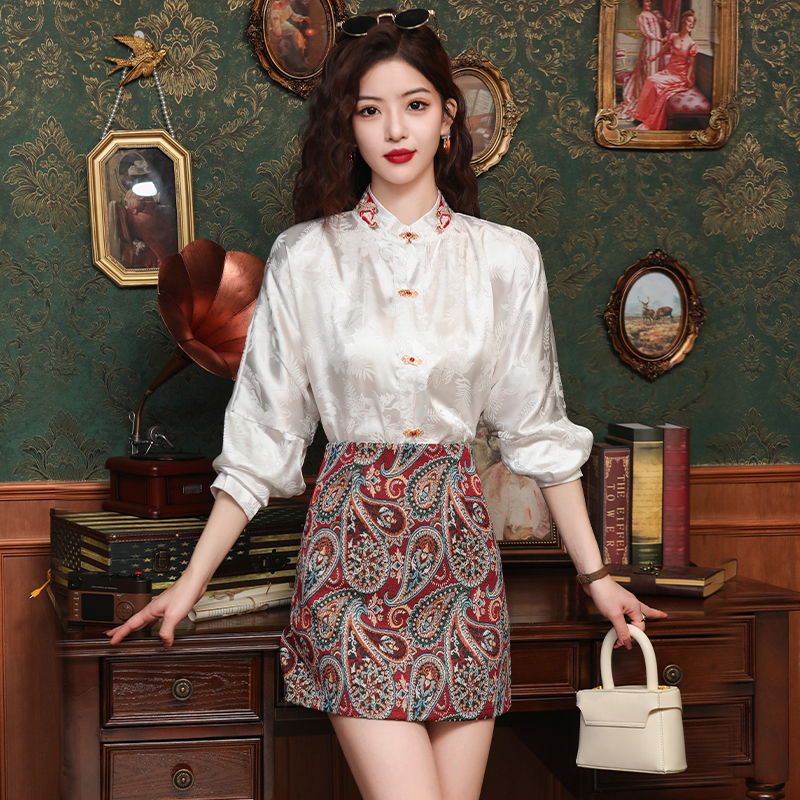 A-line jacquard spring skirt