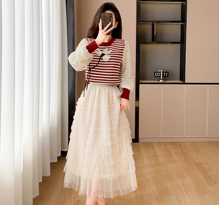 Unique lace France style tender spring and summer gauze skirt