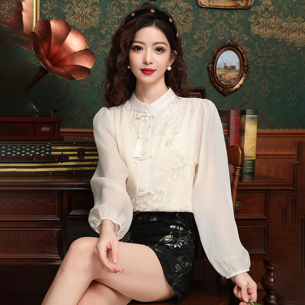 Embroidery court style unique retro Chinese style shirt