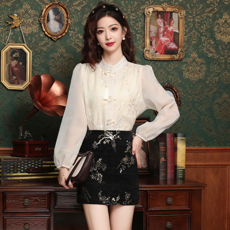 Embroidery court style unique retro Chinese style shirt